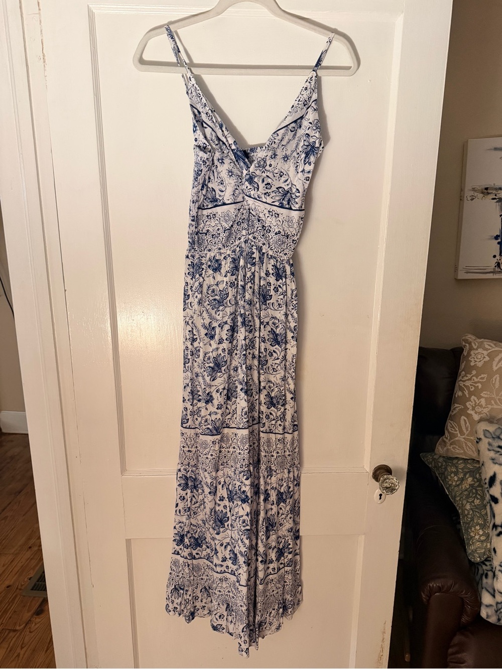 Angie Maxi Dress – Blue & White Floral (L)